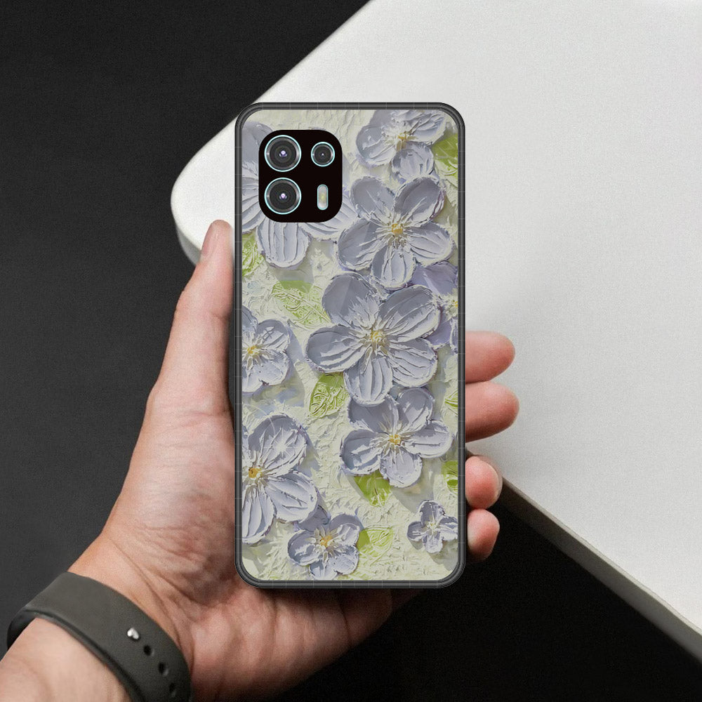 Motorola Edge 20 Lite Cover - Floral Series - Design 12 - Grey & Green - HQ Premium Shine Durable Shatterproof Case