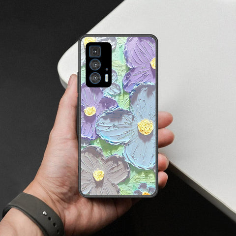 Motorola Edge 20 Pro Cover - Floral Series - Design 1 - Purple & Aqua - HQ Premium Shine Durable Shatterproof Case