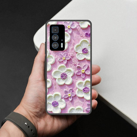 Motorola Edge 20 Pro Cover - Floral Series - Design 4 - Purple & White - HQ Premium Shine Durable Shatterproof Case