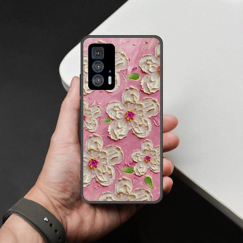 Motorola Edge 20 Pro Cover - Floral Series - Design 5 - Pink & White - HQ Premium Shine Durable Shatterproof Case