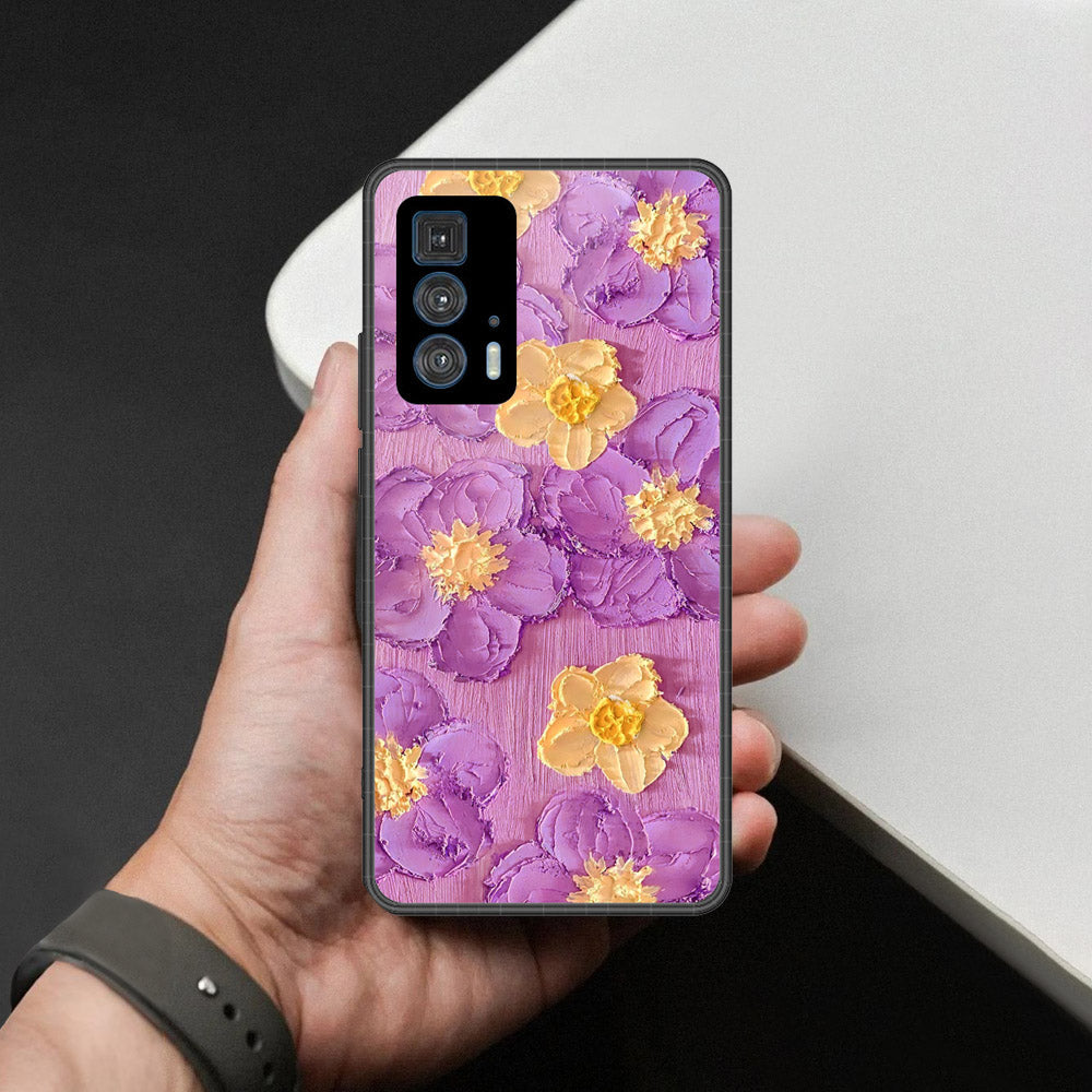 Motorola Edge 20 Pro Cover - Floral Series - Design 8 - Purple & Yellow - HQ Premium Shine Durable Shatterproof Case