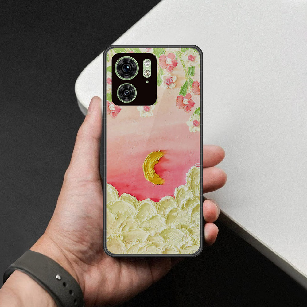 Motorola Edge 40 Cover - Floral Series - Design 7 - Pink & Yellow - HQ Premium Shine Durable Shatterproof Case