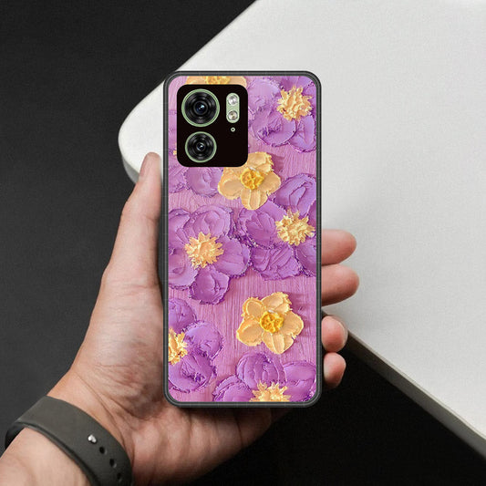 Motorola Edge 40 Cover - Floral Series - Design 8 - Purple & Yellow - HQ Premium Shine Durable Shatterproof Case