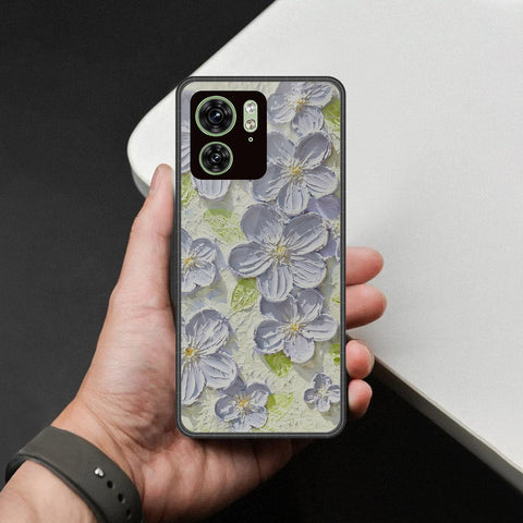 Motorola Edge 40 Cover - Floral Series - Design 12 - Grey & Green - HQ Premium Shine Durable Shatterproof Case