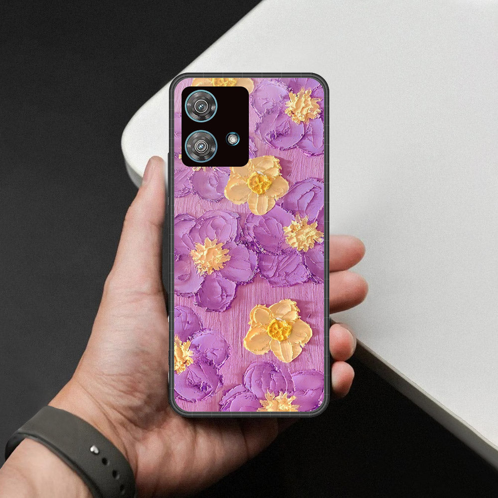 Motorola Edge 40 Neo Cover - Floral Series - Design 8 - Purple & Yellow - HQ Premium Shine Durable Shatterproof Case