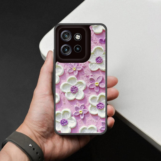 Motorola Edge 50 Neo Cover - Floral Series - Design 4 - Purple & White - HQ Premium Shine Durable Shatterproof Case