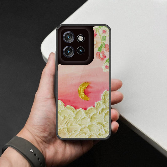 Motorola Edge 50 Neo Cover - Floral Series - Design 7 - Pink & Yellow - HQ Premium Shine Durable Shatterproof Case
