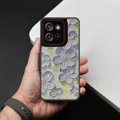 Motorola Edge 50 Neo Cover - Floral Series - Design 12 - Grey & Green - HQ Premium Shine Durable Shatterproof Case