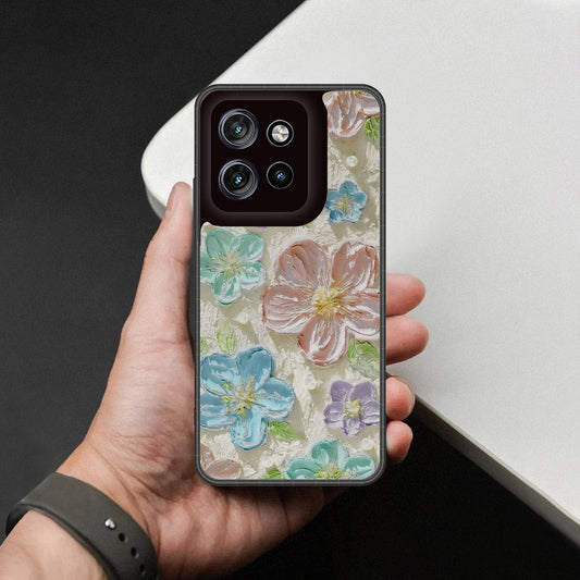 Motorola Edge 50 Neo Cover - Floral Series - Design 14 - Blue & Purple - HQ Premium Shine Durable Shatterproof Case