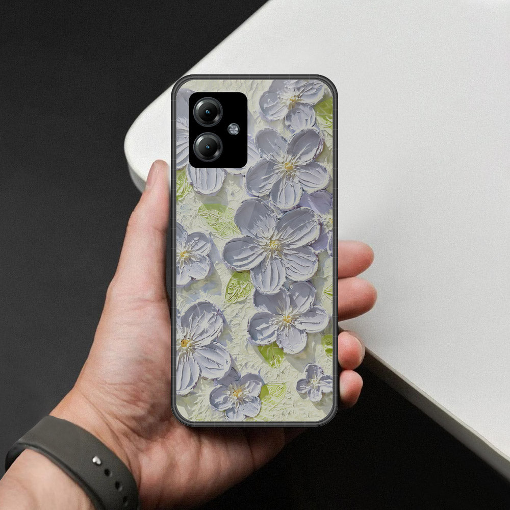 Motorola Moto G14 Cover - Floral Series - Design 12 - Grey & Green - HQ Premium Shine Durable Shatterproof Case