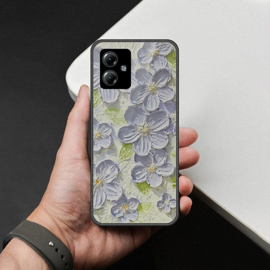 Motorola Moto G14 Cover - Floral Series - Design 12 - Grey & Green - HQ Premium Shine Durable Shatterproof Case