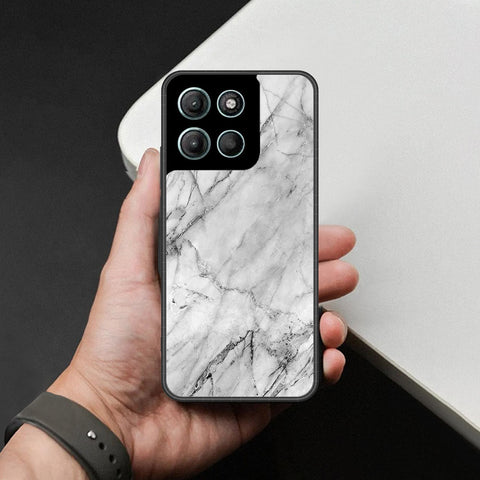 Motorola Moto G15 Cover - White Marble Series - HQ Ultra Shine Premium Infinity Glass Soft Silicon Borders Case