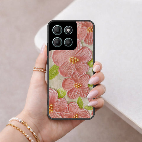 Motorola Moto G17 Cover - Floral Series - Design 9 - Pink & Green - HQ Premium Shine Durable Shatterproof Case