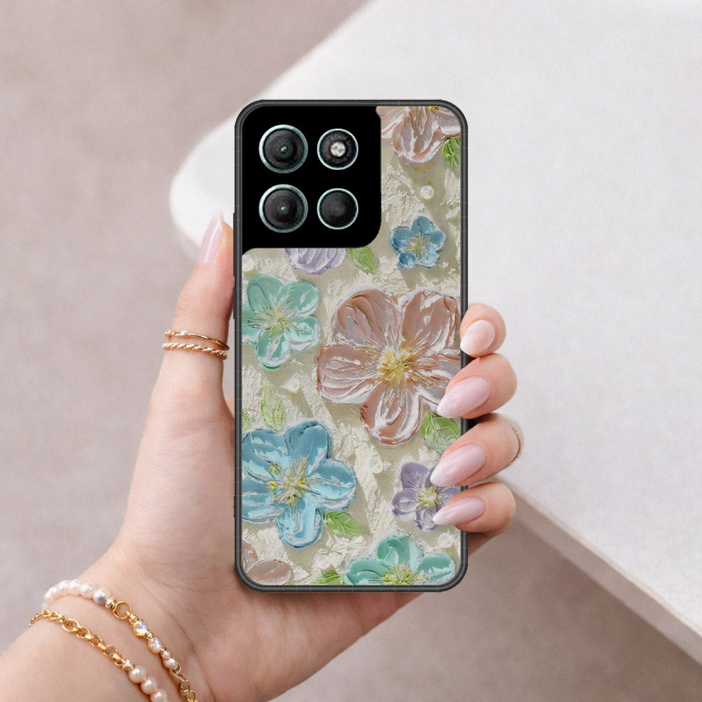 Motorola Moto G15 Cover - Floral Series - Design 14 - Blue & Purple - HQ Premium Shine Durable Shatterproof Case