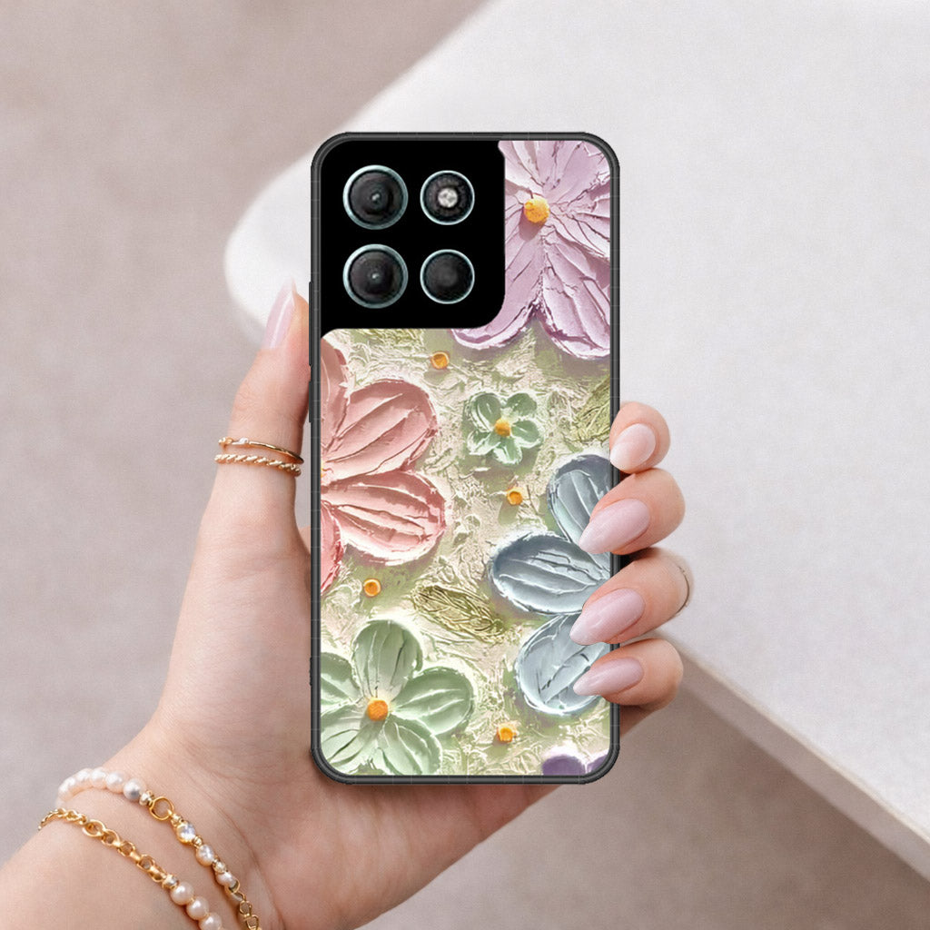 Motorola Moto G15 Cover - Floral Series - Design 15 - Blue & Green - HQ Premium Shine Durable Shatterproof Case