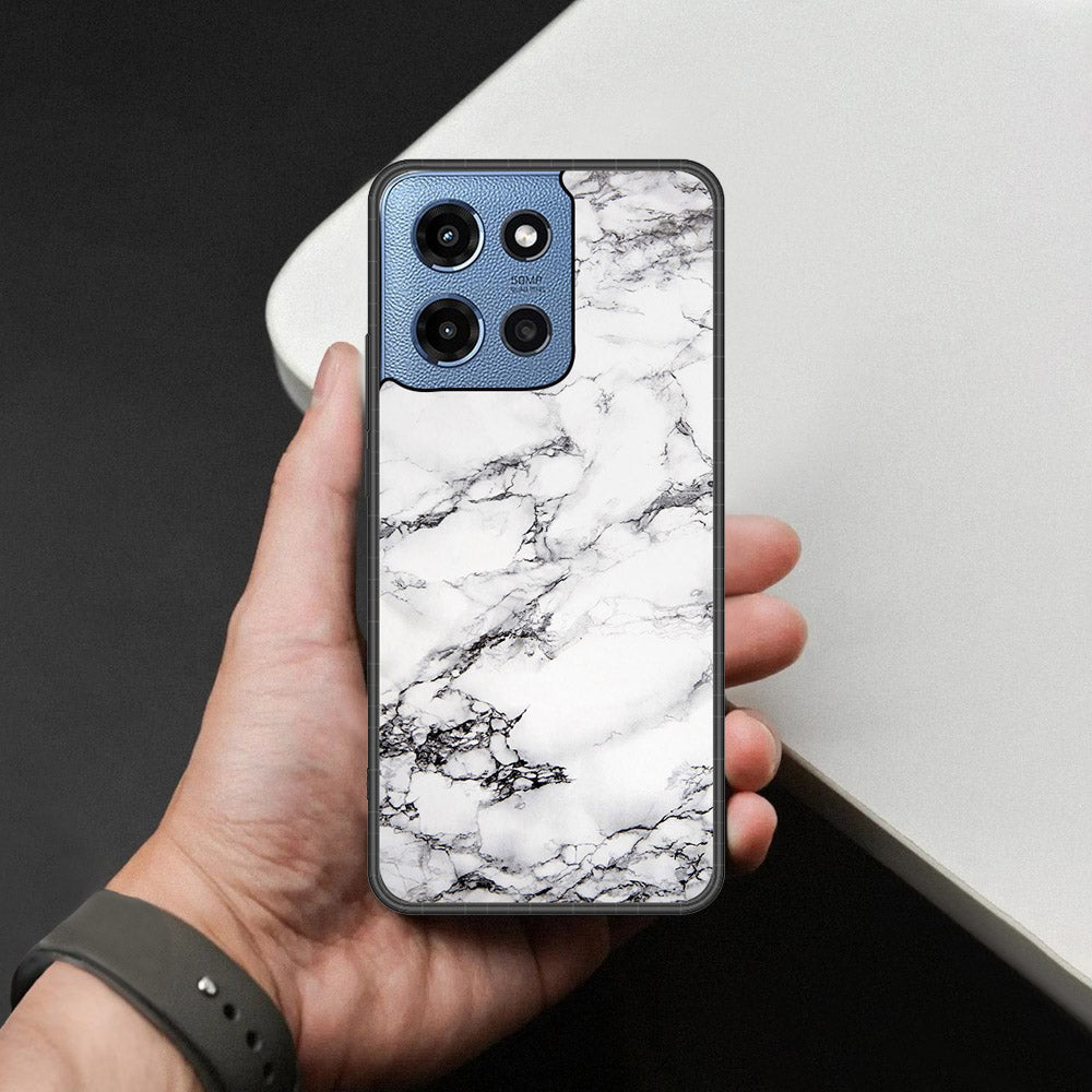 Motorola Moto G (2025) Cover - White Marble Series - HQ Premium Shine Durable Shatterproof Case