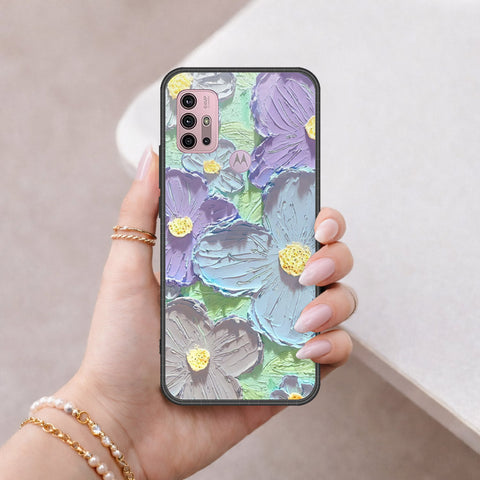 Motorola Moto G30 Cover - Floral Series - Design 1 - Purple & Aqua - HQ Premium Shine Durable Shatterproof Case