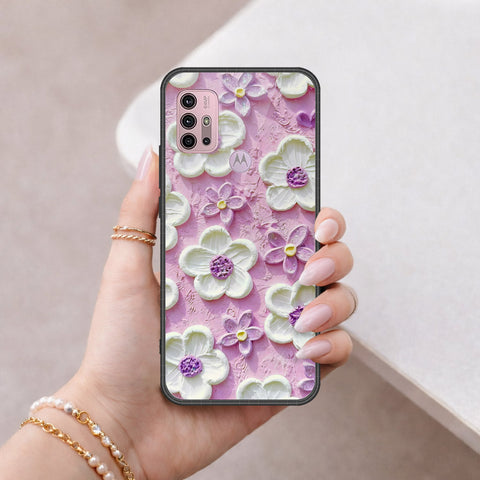 Motorola Moto G30 Cover - Floral Series - Design 4 - Purple & White - HQ Premium Shine Durable Shatterproof Case