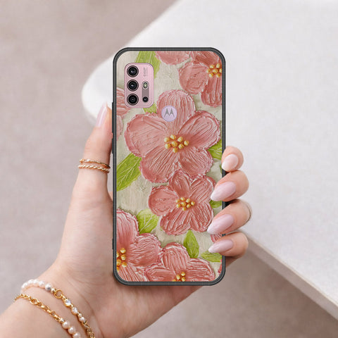 Motorola Moto G30 Cover - Floral Series - Design 9 - Pink & Green - HQ Premium Shine Durable Shatterproof Case