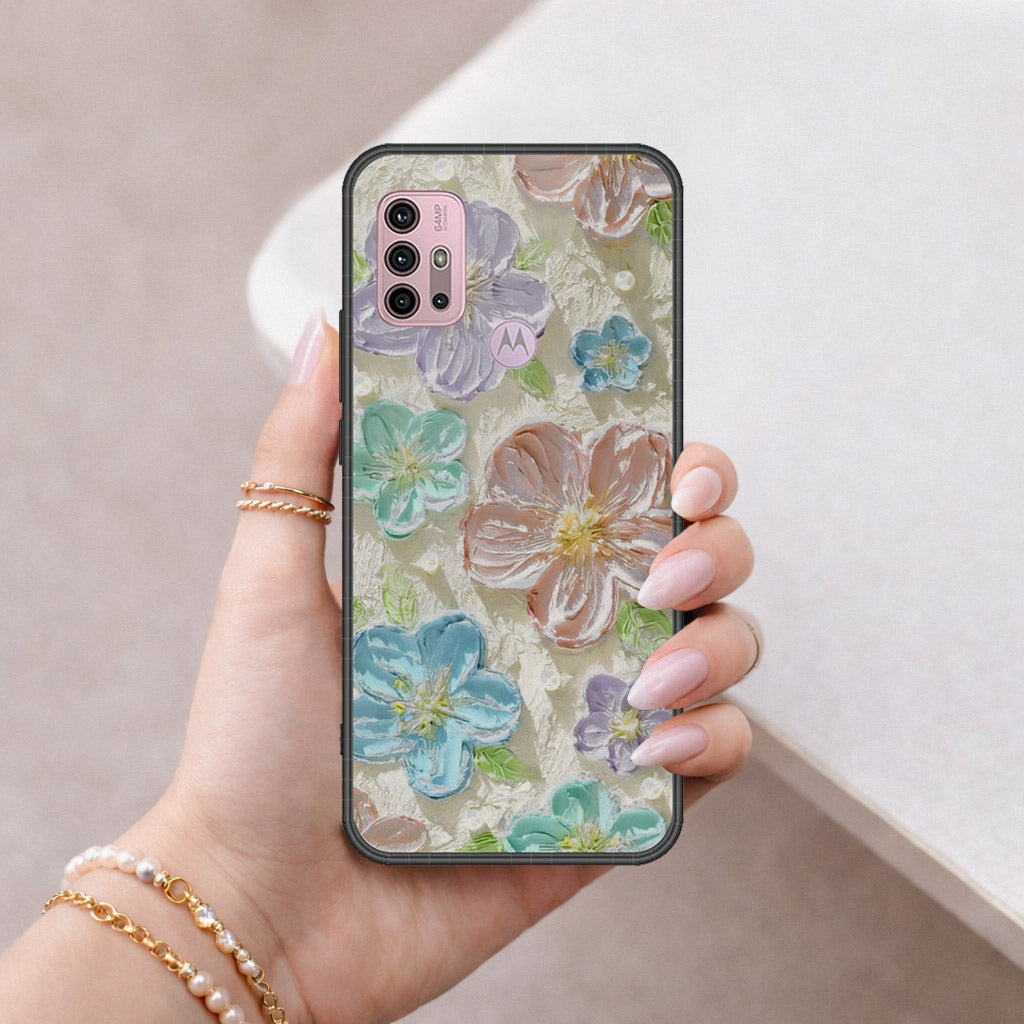 Motorola Moto G30 Cover - Floral Series - Design 14 - Blue & Purple - HQ Premium Shine Durable Shatterproof Case