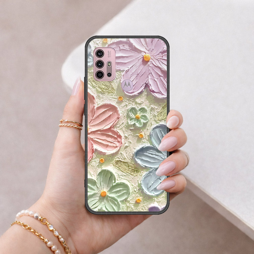 Motorola Moto G30 Cover - Floral Series - Design 15 - Blue & Green - HQ Premium Shine Durable Shatterproof Case