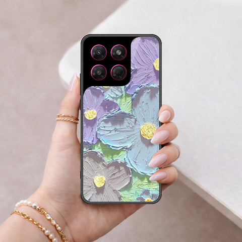 Motorola Moto G37 Power Cover - Floral Series - Design 1 - Purple & Aqua - HQ Premium Shine Durable Shatterproof Case