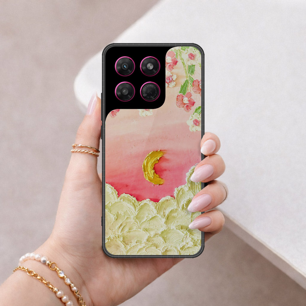 Motorola Moto G37 Power Cover - Floral Series - Design 7 - Pink & Yellow - HQ Premium Shine Durable Shatterproof Case