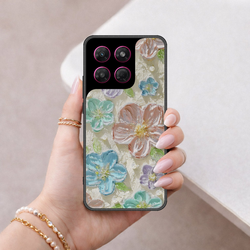 Motorola Moto G37 Power Cover - Floral Series - Design 14 - Blue & Purple - HQ Premium Shine Durable Shatterproof Case