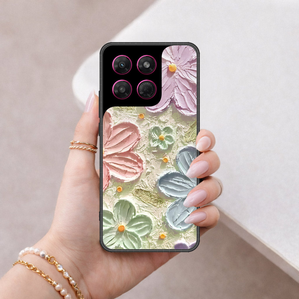 Motorola Moto G37 Power Cover - Floral Series - Design 15 - Blue & Green - HQ Premium Shine Durable Shatterproof Case
