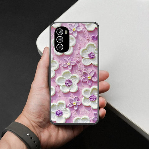 Motorola Moto G51 5G Cover - Floral Series - Design 4 - Purple & White - HQ Premium Shine Durable Shatterproof Case