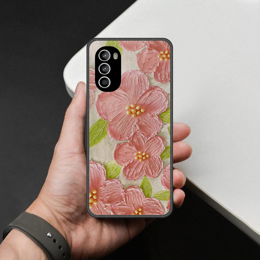 Motorola Moto G51 5G Cover - Floral Series - Design 9 - Pink & Green - HQ Premium Shine Durable Shatterproof Case