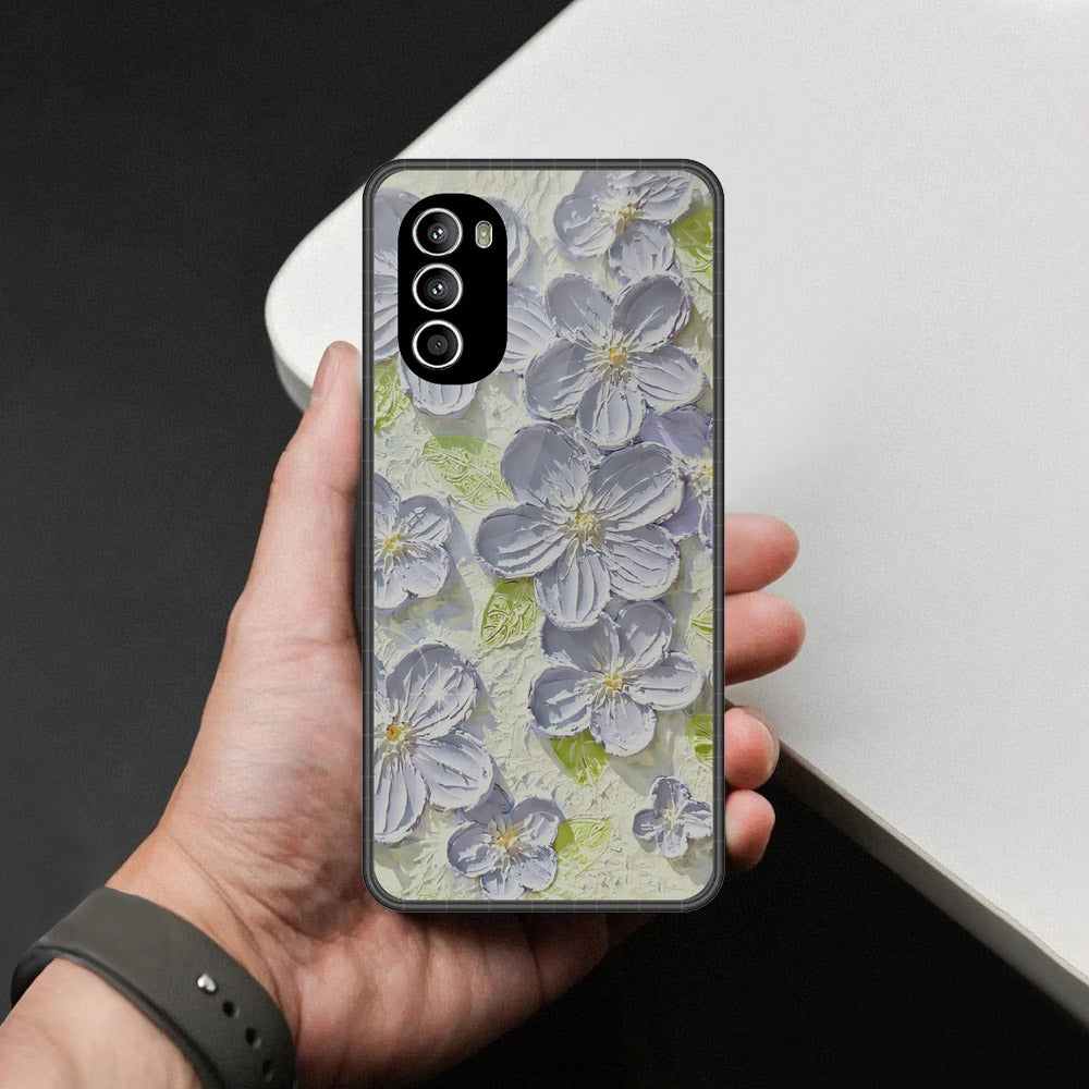 Motorola Moto G51 5G Cover - Floral Series - Design 12 - Grey & Green - HQ Premium Shine Durable Shatterproof Case