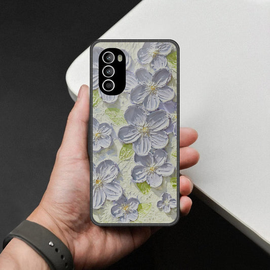 Motorola Moto G51 5G Cover - Floral Series - Design 12 - Grey & Green - HQ Premium Shine Durable Shatterproof Case