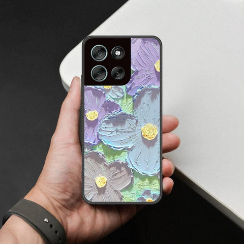 Motorola Moto G56 Cover - Floral Series - Design 1 - Purple & Aqua - HQ Premium Shine Durable Shatterproof Case