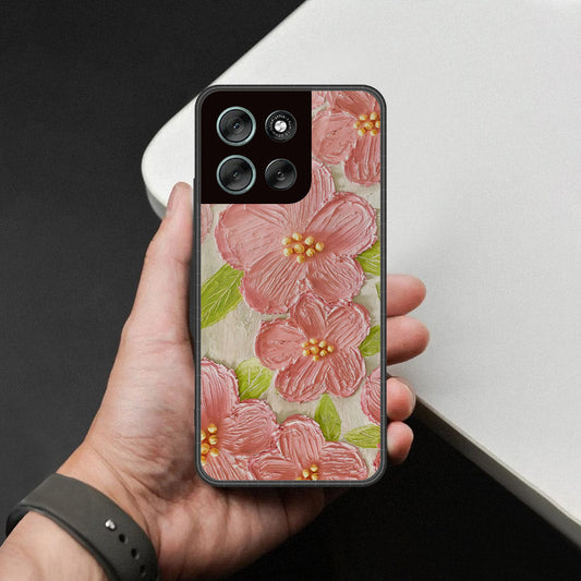 Motorola Moto G56 Cover - Floral Series - Design 9 - Pink & Green - HQ Premium Shine Durable Shatterproof Case