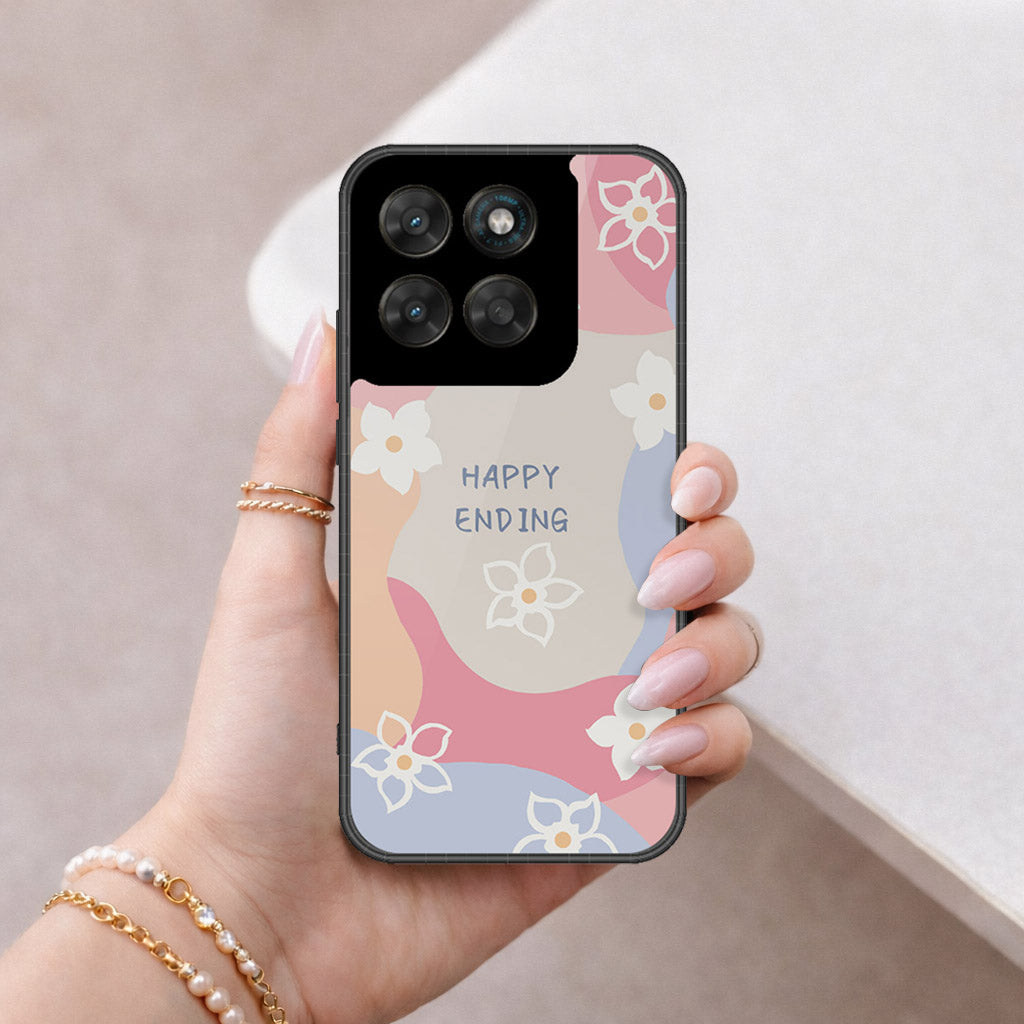 Motorola Moto G77 Cover - Happy Series - HQ Ultra Shine Premium Infinity Glass Soft Silicon Borders Case