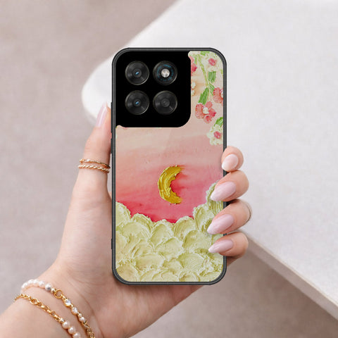 Motorola Moto G77 Cover - Floral Series - Design 7 - Pink & Yellow - HQ Ultra Shine Premium Infinity Glass Soft Silicon Borders Case
