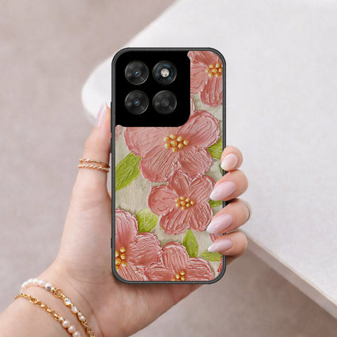 Motorola Moto G77 Cover - Floral Series - Design 9 - Pink & Green - HQ Ultra Shine Premium Infinity Glass Soft Silicon Borders Case