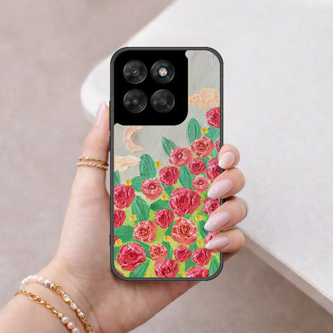 Motorola Moto G77 Cover - Floral Series - Design 10 - Red & Green - HQ Ultra Shine Premium Infinity Glass Soft Silicon Borders Case
