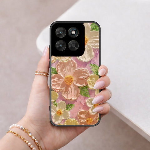 Motorola Moto G77 Cover - Floral Series - Design 11 - White & Green - HQ Ultra Shine Premium Infinity Glass Soft Silicon Borders Case