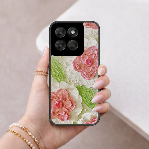 Motorola Moto G67 Cover - Floral Series - Design 13 - Offwhite & Green - HQ Ultra Shine Premium Infinity Glass Soft Silicon Borders Case