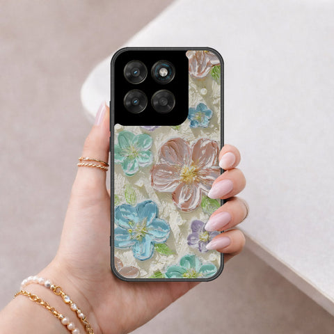 Motorola Moto G67 Cover - Floral Series - Design 14 - Blue & Purple - HQ Ultra Shine Premium Infinity Glass Soft Silicon Borders Case