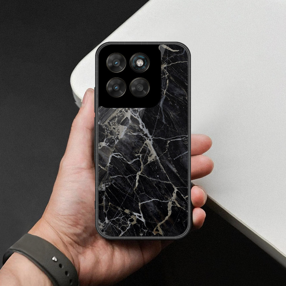 Motorola Moto G77 Cover - Black Marble Series - HQ Ultra Shine Premium Infinity Glass Soft Silicon Borders Case