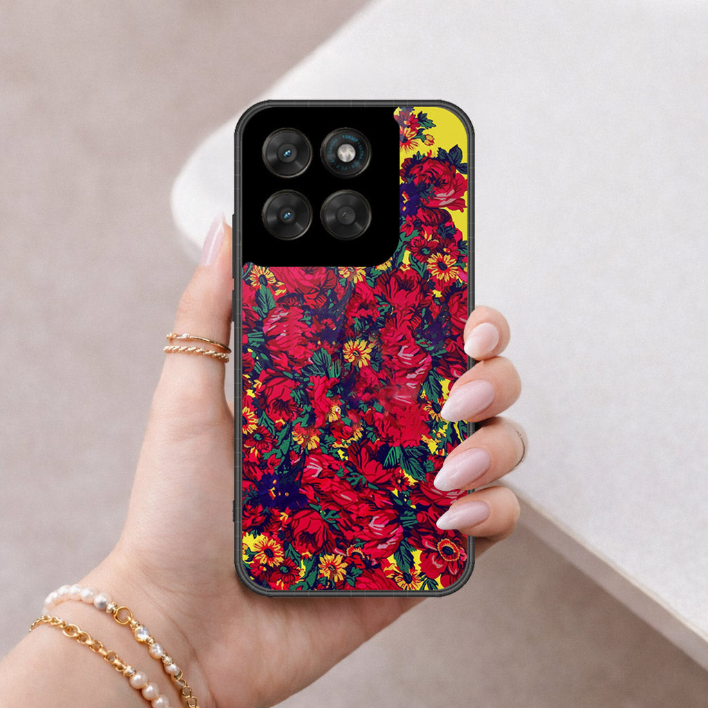 Motorola Moto G77 Cover - Floral Series - HQ Ultra Shine Premium Infinity Glass Soft Silicon Borders Case