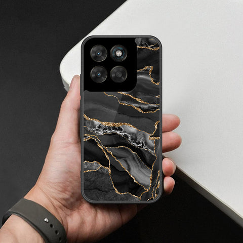 Motorola Moto G77 Cover - Black Marble Series - HQ Ultra Shine Premium Infinity Glass Soft Silicon Borders Case