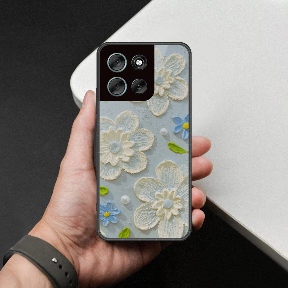Motorola Moto G86 Cover - Floral Series - Design 3 - Sky Blue - HQ Premium Shine Durable Shatterproof Case