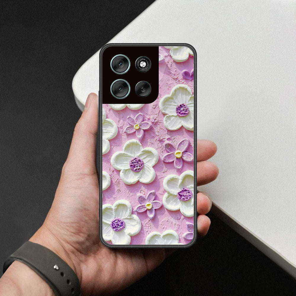Motorola Moto G86 Cover - Floral Series - Design 4 - Purple & White - HQ Premium Shine Durable Shatterproof Case