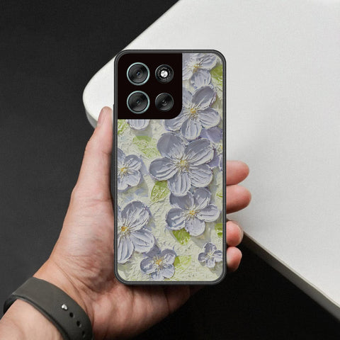 Motorola Moto G86 Cover - Floral Series - Design 12 - Grey & Green - HQ Premium Shine Durable Shatterproof Case