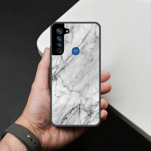 Motorola Moto G8 Cover - White Marble Series - HQ Premium Shine Durable Shatterproof Case