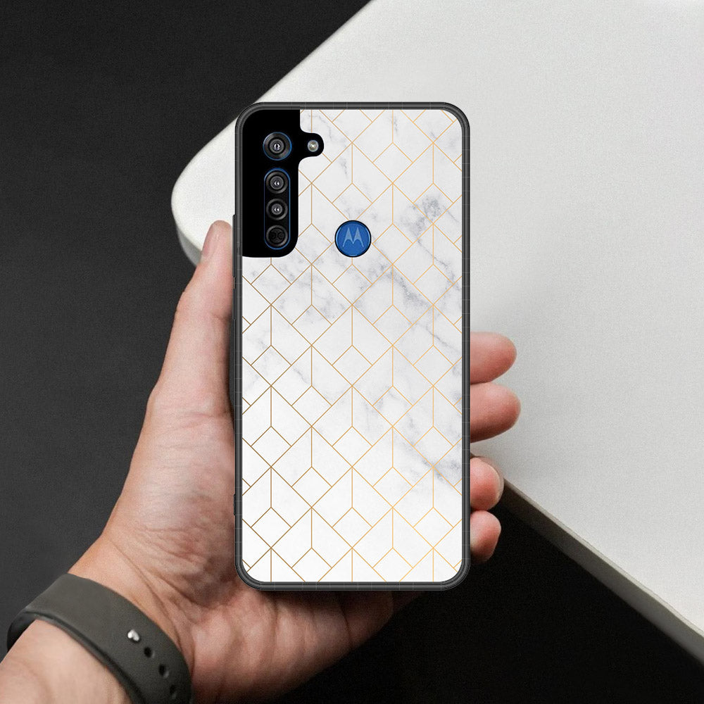 Motorola Moto G8 Cover - White Marble Series 2 - HQ Premium Shine Durable Shatterproof Case